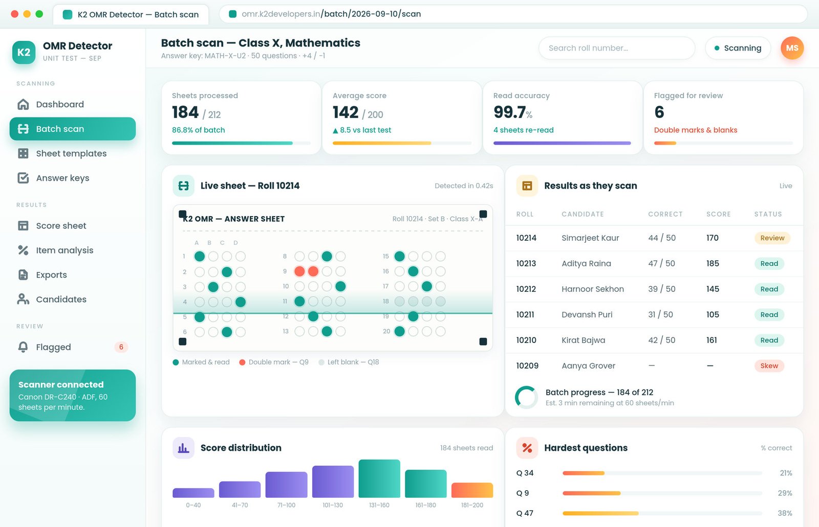 OMR Sheet Detector screenshot